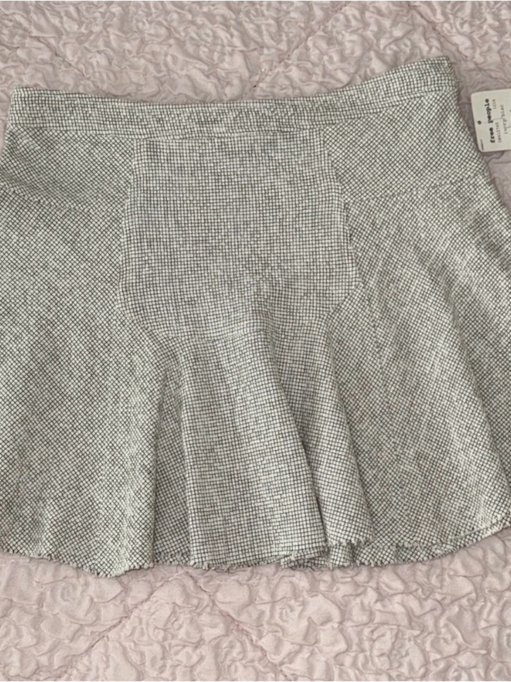 NWT FREE PEOPLE Zip Mini Skirt Ivory/Black Size 6